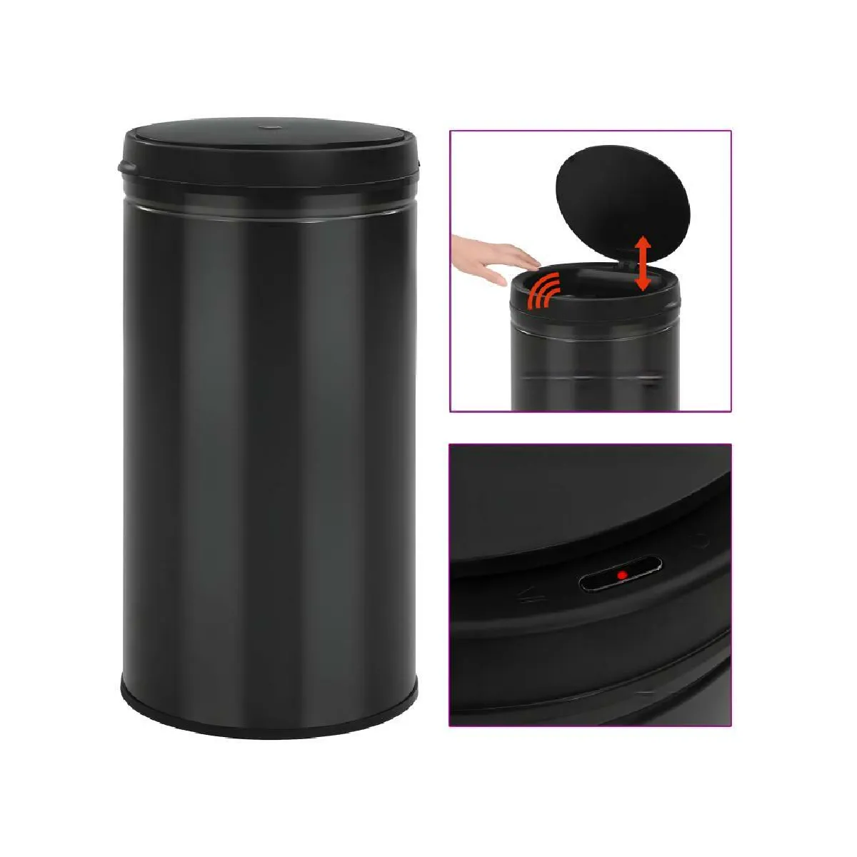 VENTE-UNIQUE Capteur automatique - 60 L - Noir