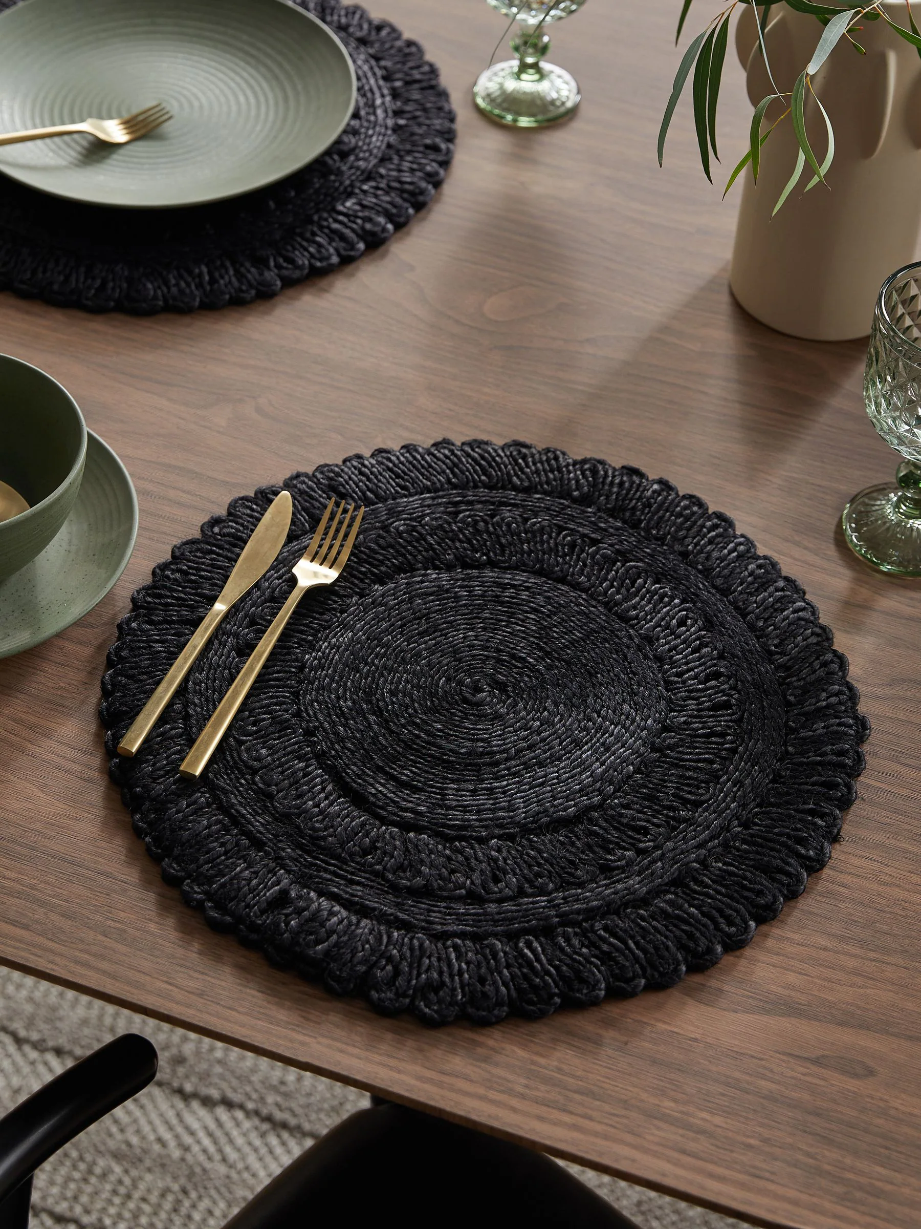 Set van 2 juten geweven placemats