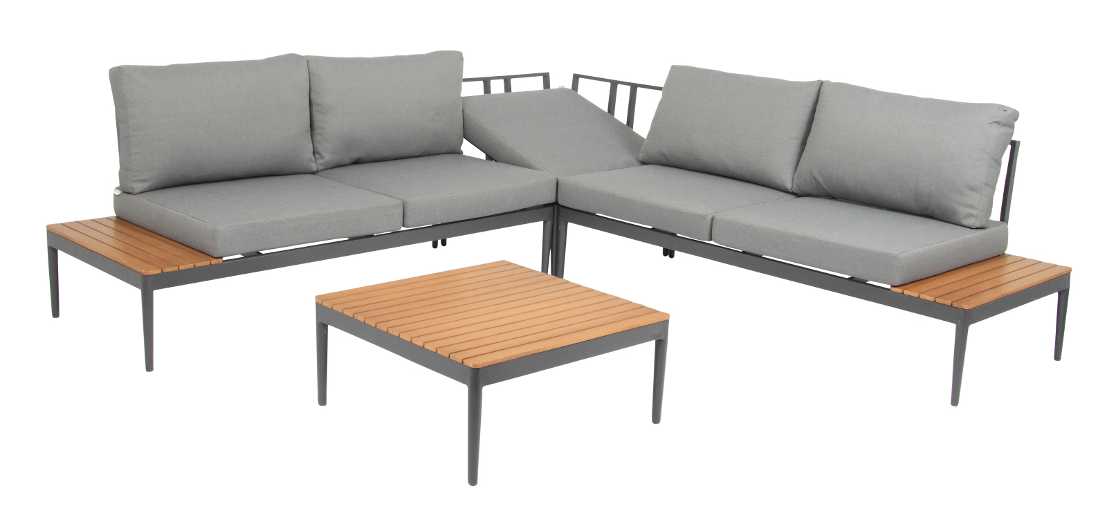 Lounge-Gartenmöbel-Set - teakfarben-grau - Akazie massiv