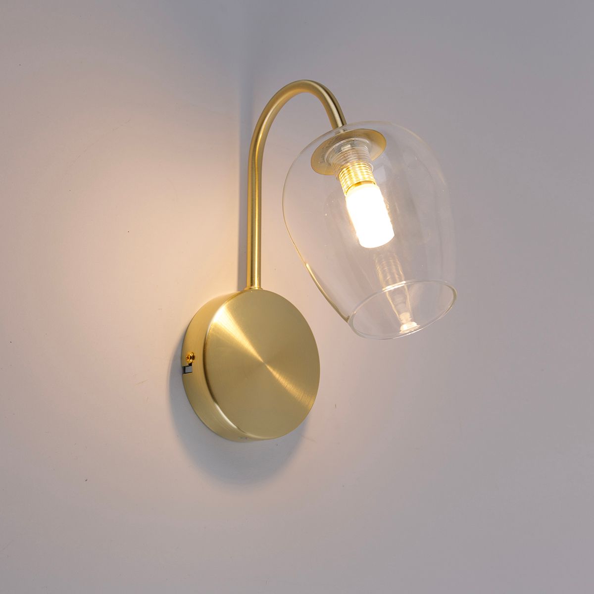 Smart wandlamp goud met glas incl. Wifi G9 - Elien