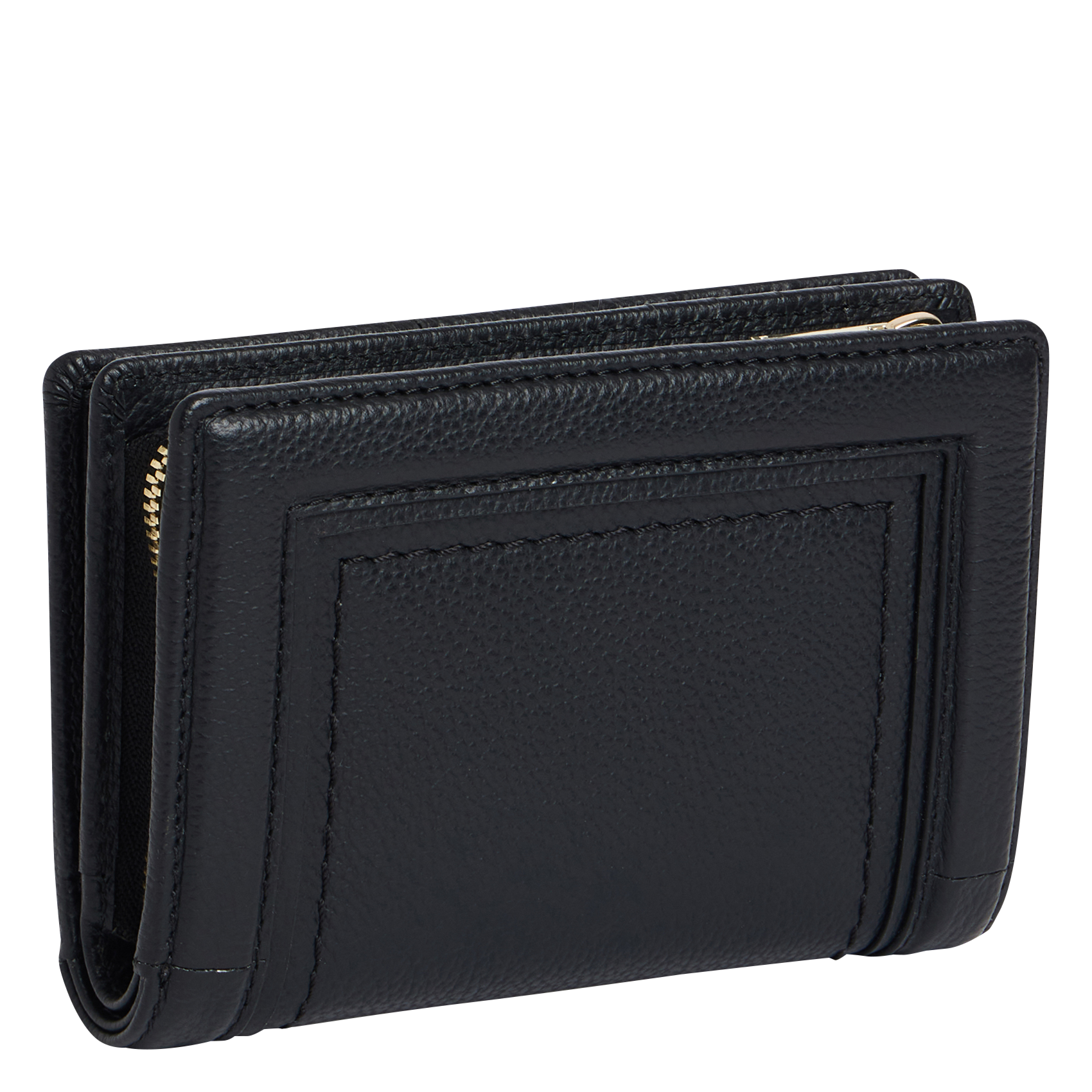ELLA - Portefeuille compact en cuir| Noir