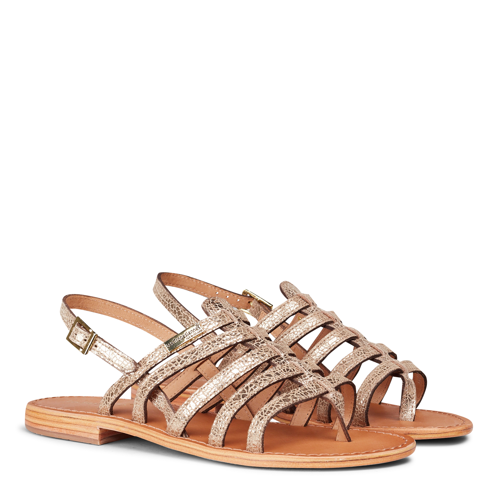 HERISSON - Sandales plates en cuir métallisé | Doré