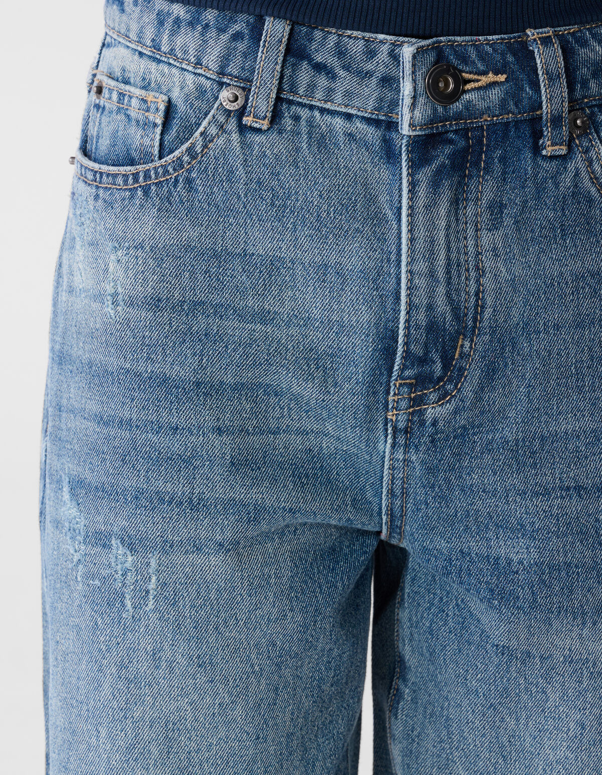 Destroyed Balloon Fit Jeans Donkerblauw