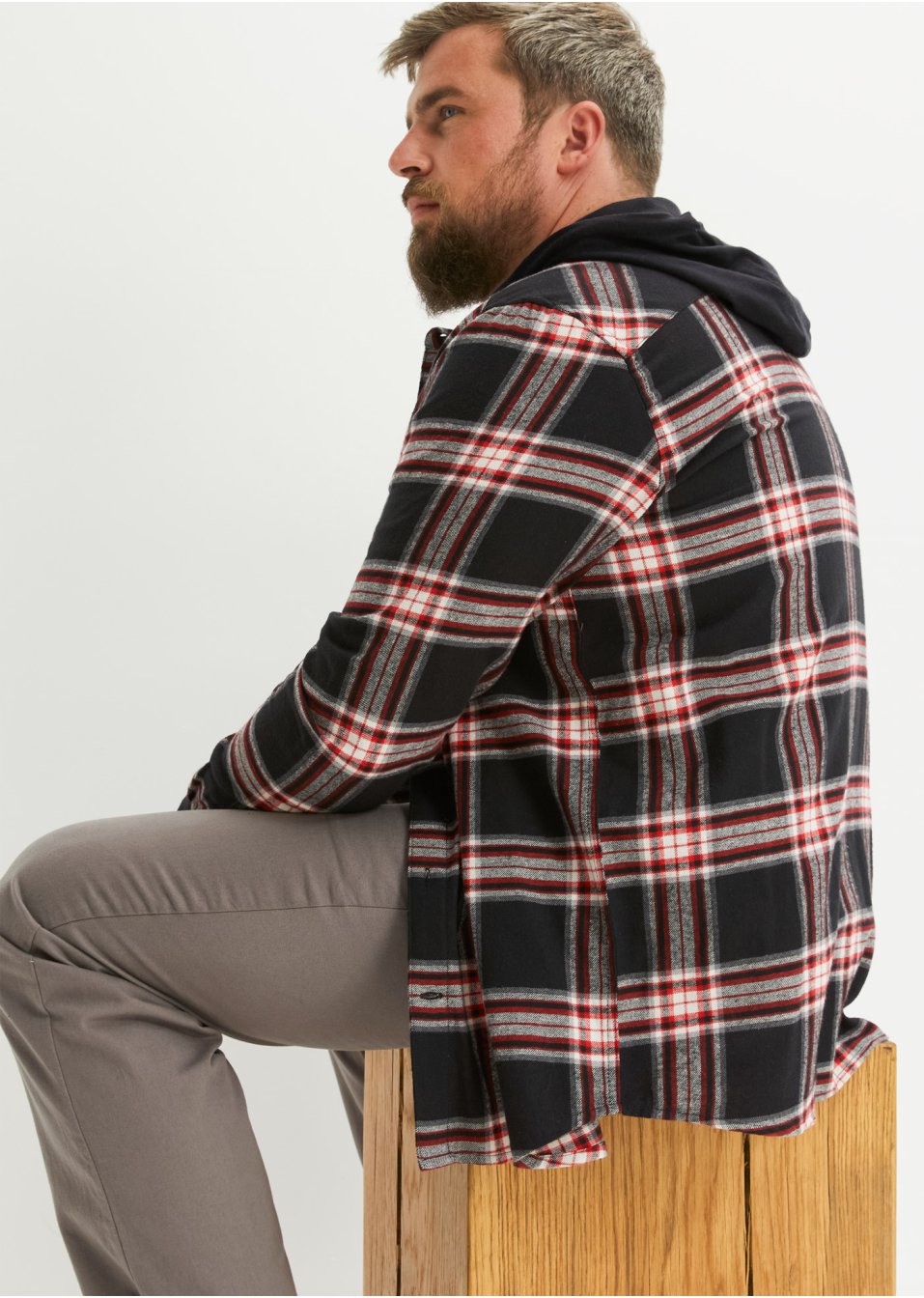 Chemise manches longues en flanelle avec capuche amovible
