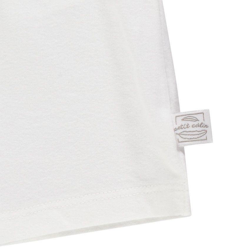 Ensemble en coton avec t-shirt rayé et short uni pour bébé garçon - Ecru