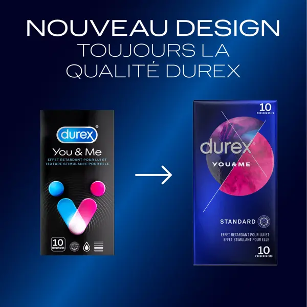 Camisinhas Durex You & Me - 10 Camisinhas Retardantes e Estimulantes