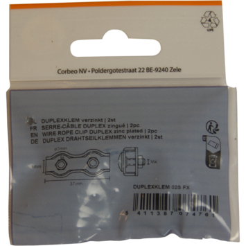 Ledent draadklem duplex 2 mm 2 stuks