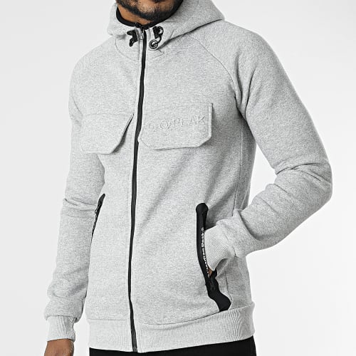 Sweat Zippé Capuche Gortion Gris Chiné