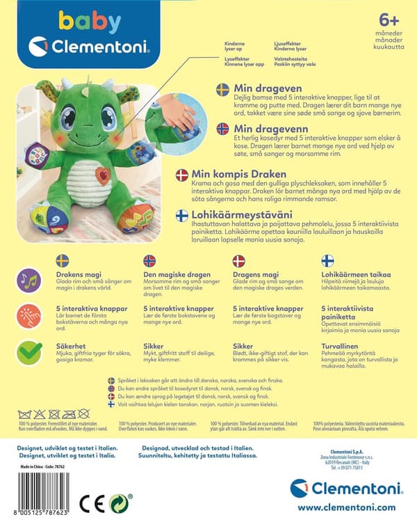 Clementoni Interaktiv plysj babydrage (SE/FI/DK/NO)