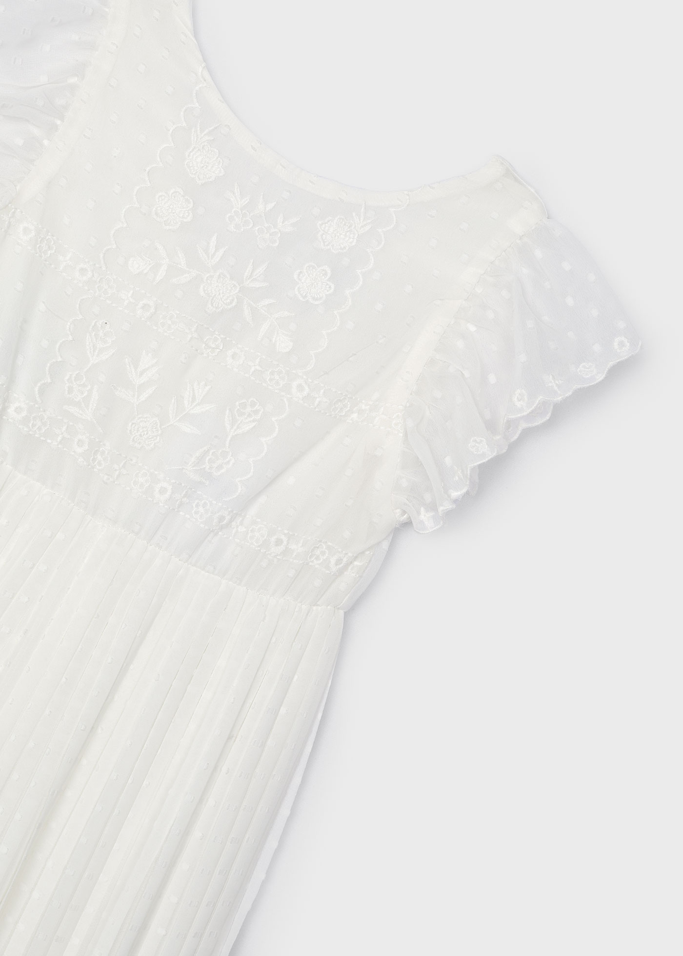 Macacão nude de chiffon com estampa de bolinhas para meninas