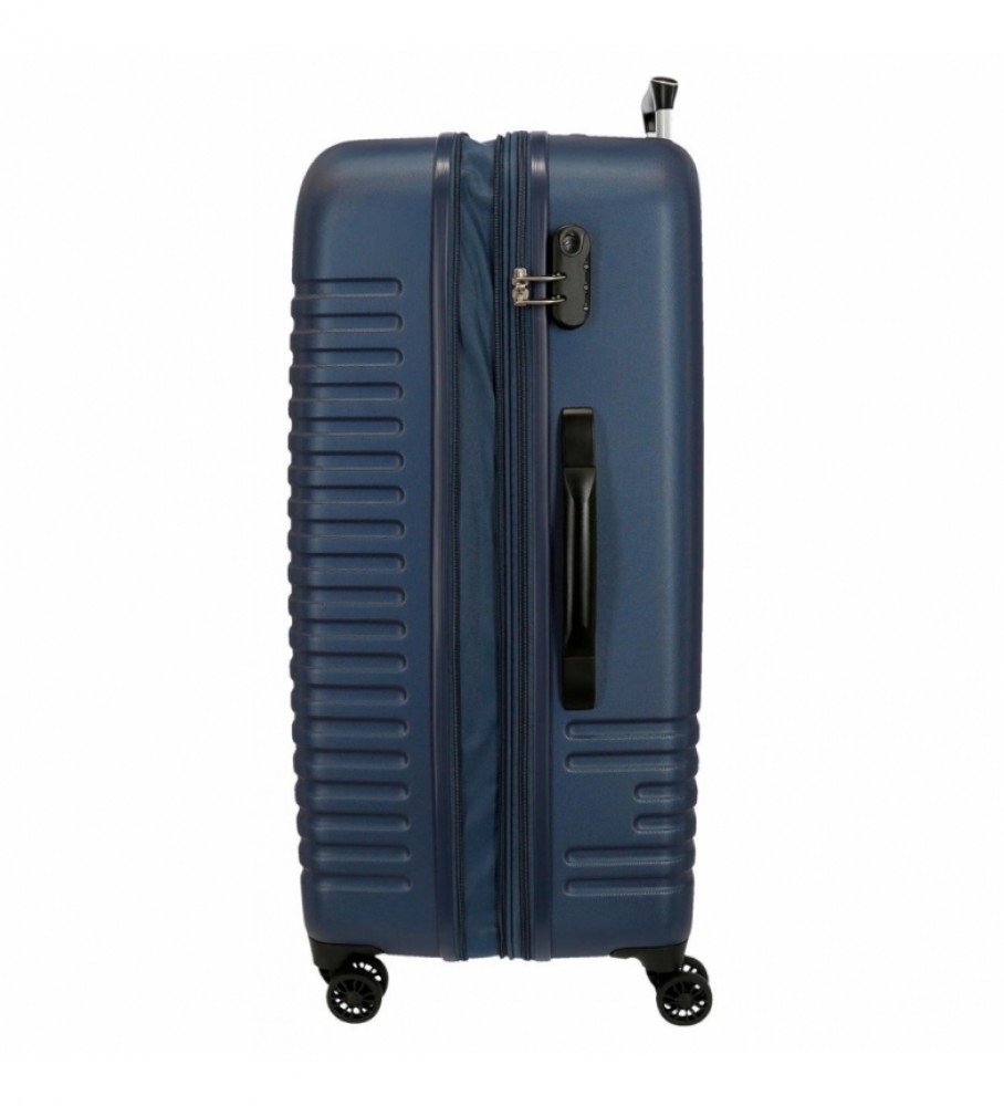 Conjunto de malas rígidas Roll Road India, azul marinho - 40x55x20cm/48x70x27cm/55x80x29cm -