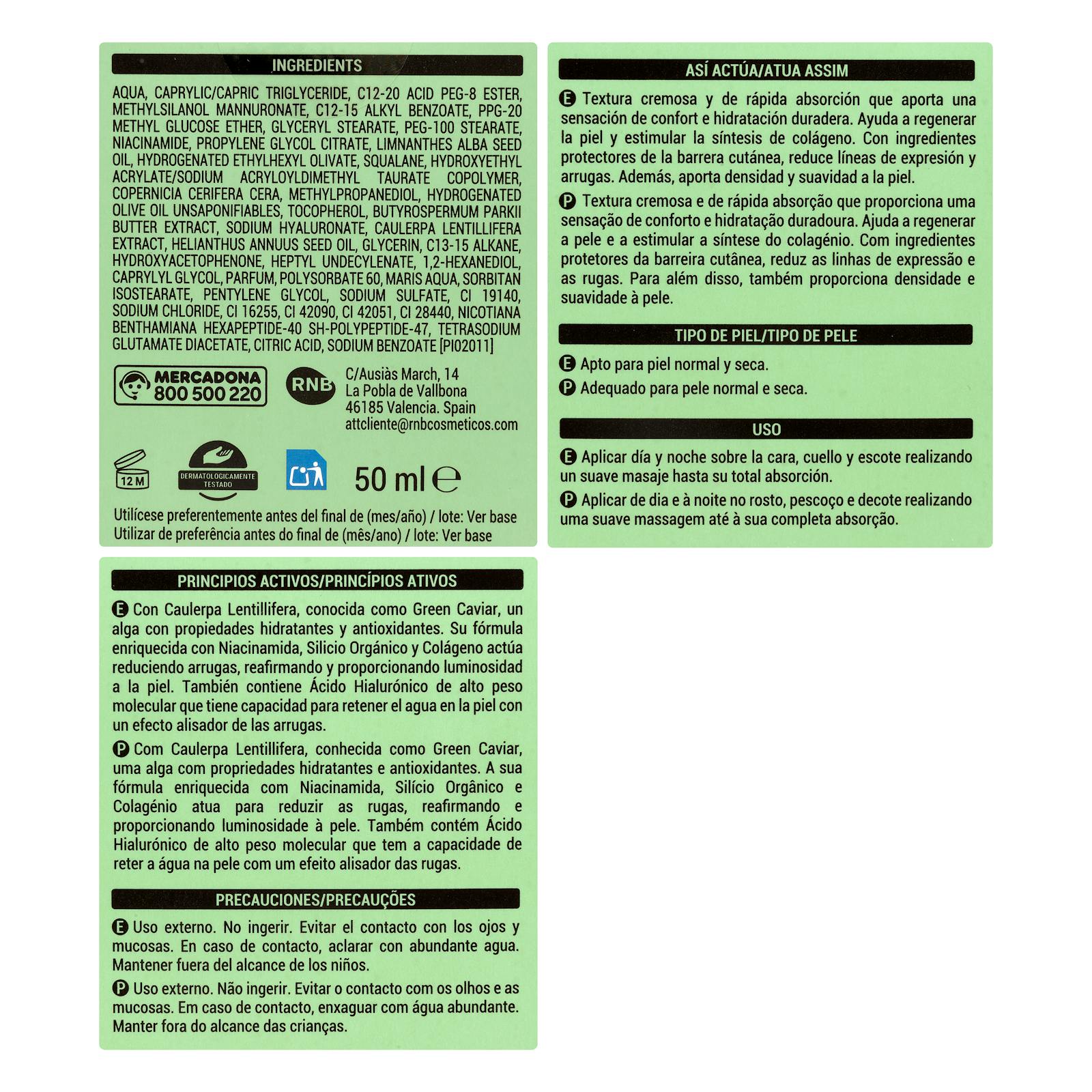 Deliplus Prevent Age Ski Crème Visage Nourrissante Redensifiante au Caviar Vert et au Collagène