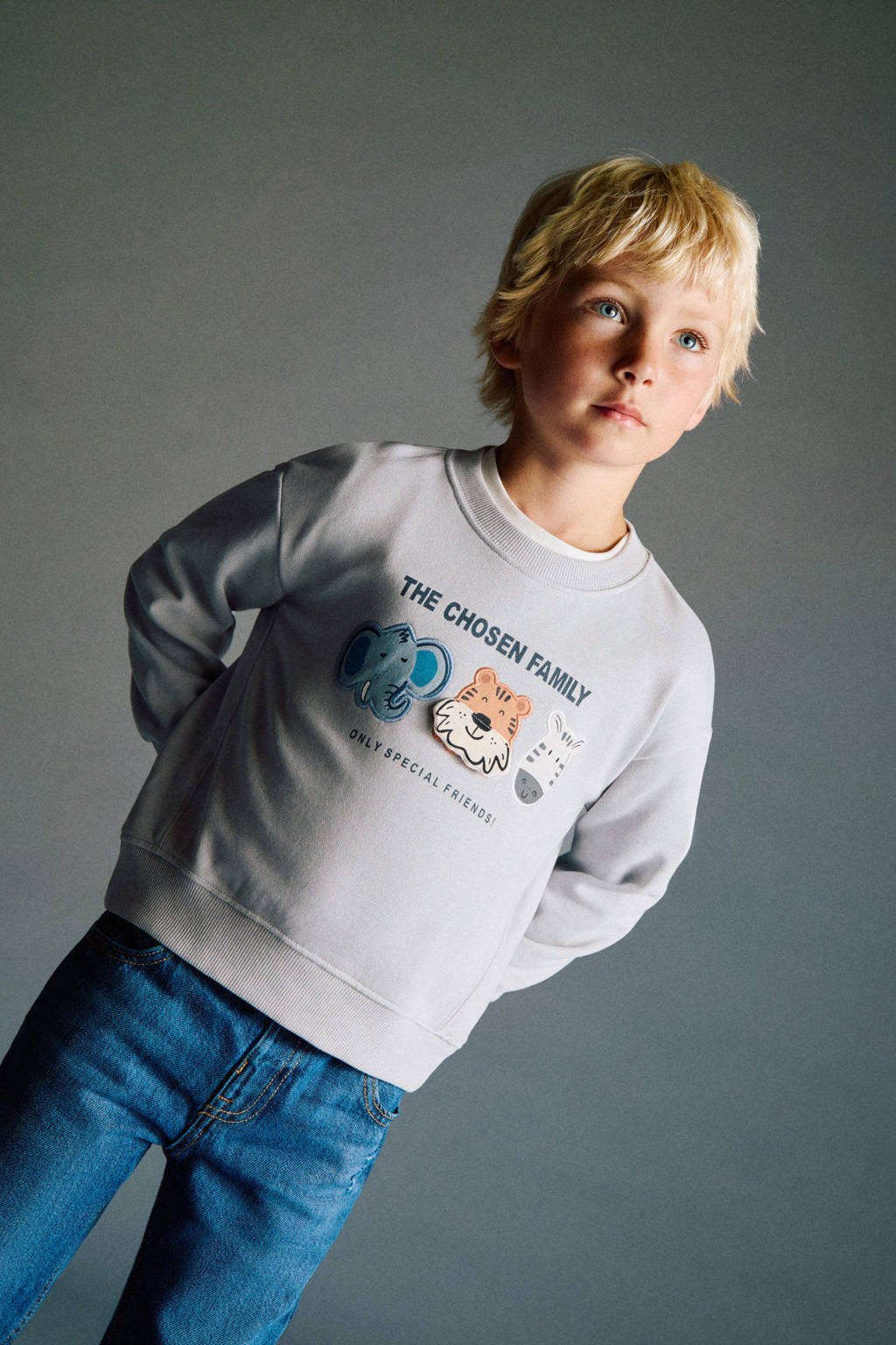Mango Kids sweater grijs melange