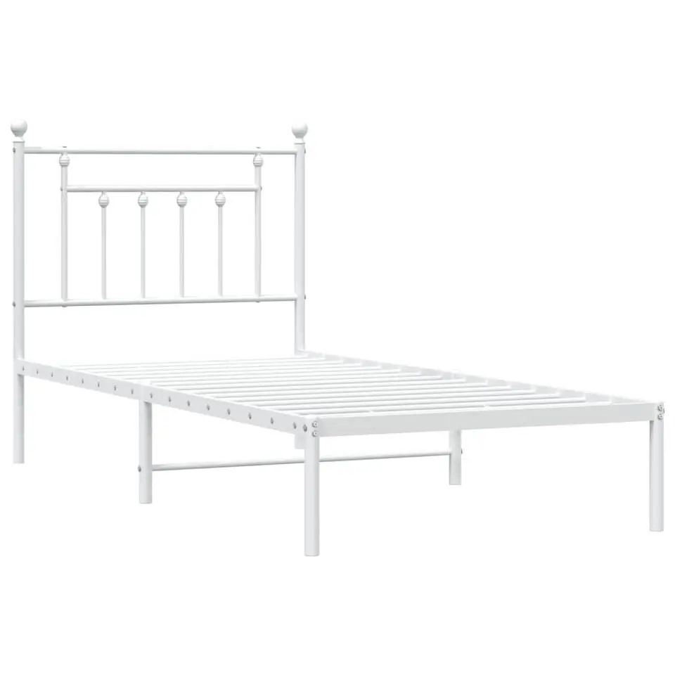 vidaXL - Metalen bed met hoofdbord - Wit - 90x200 cm