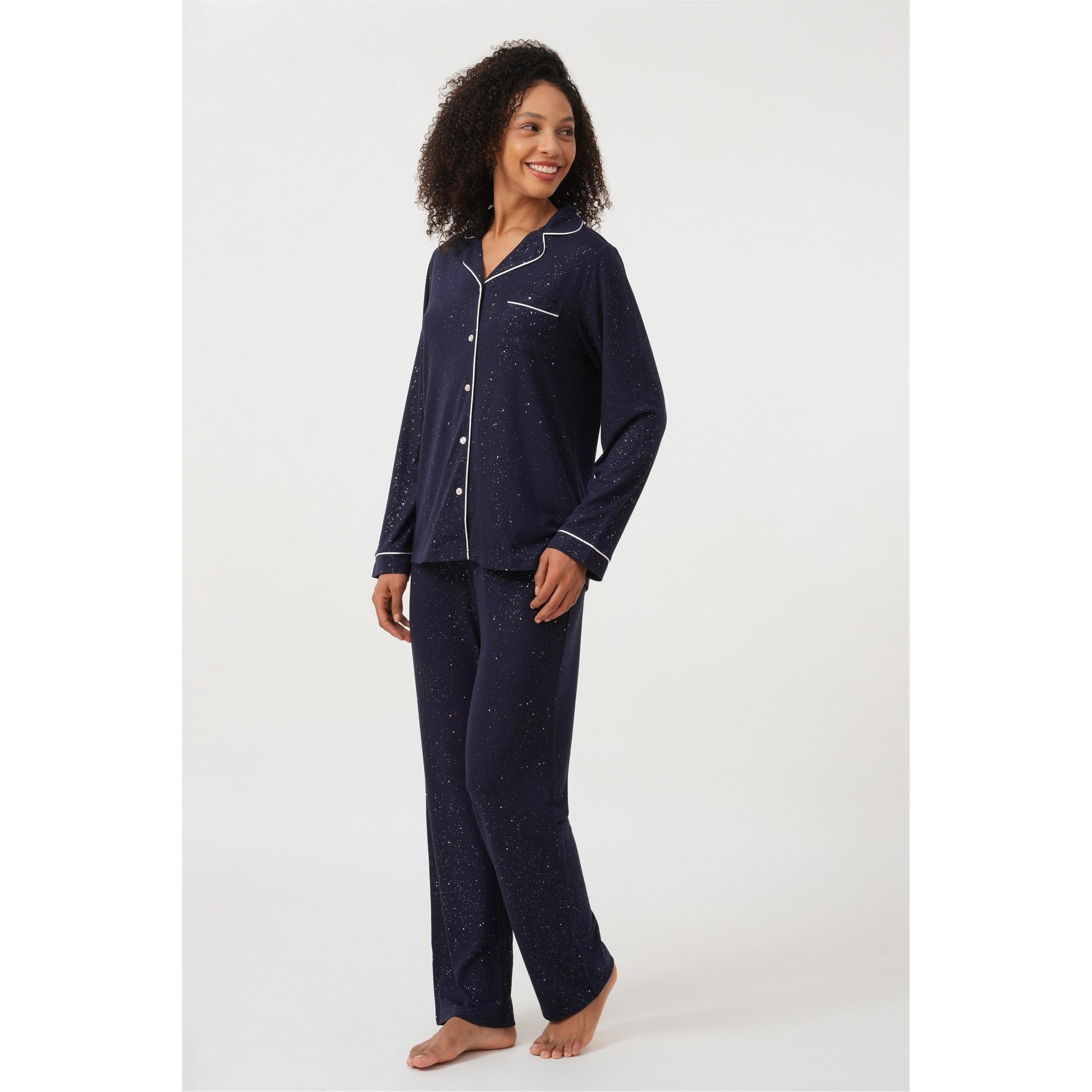 Linea Ladies Sparkle Button Through Pyjama Set