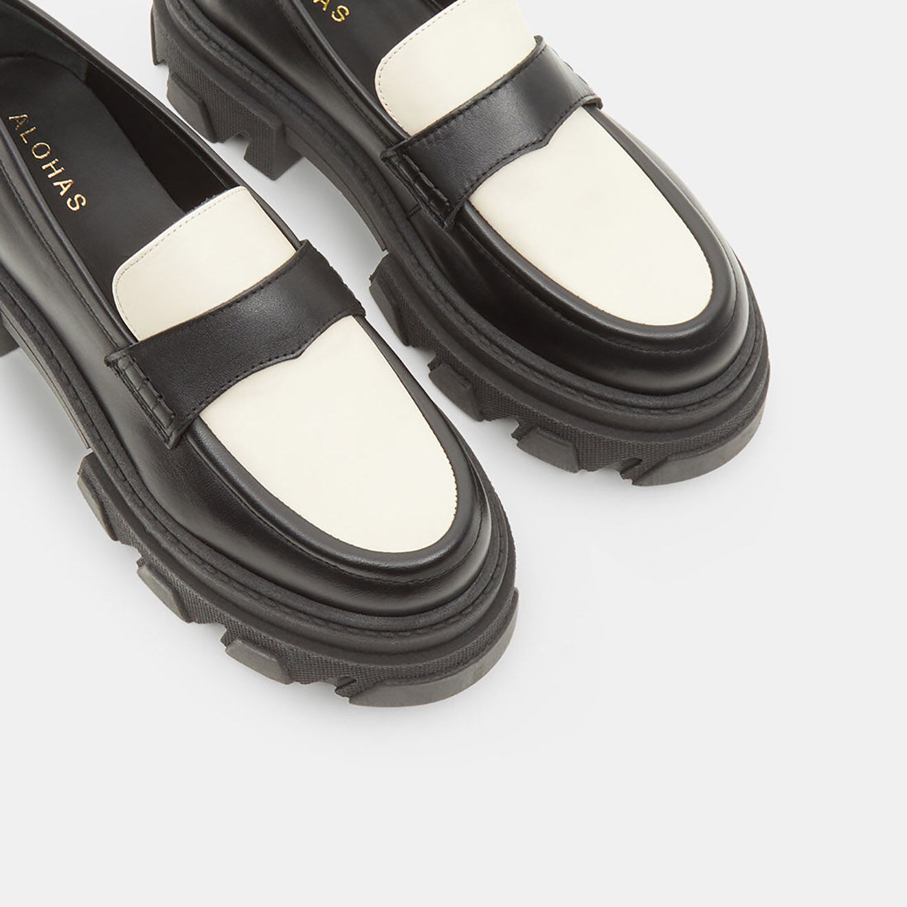Alohas Mocassins en Cuir Trailblazer noir/écru - Talon 5.5 cm
