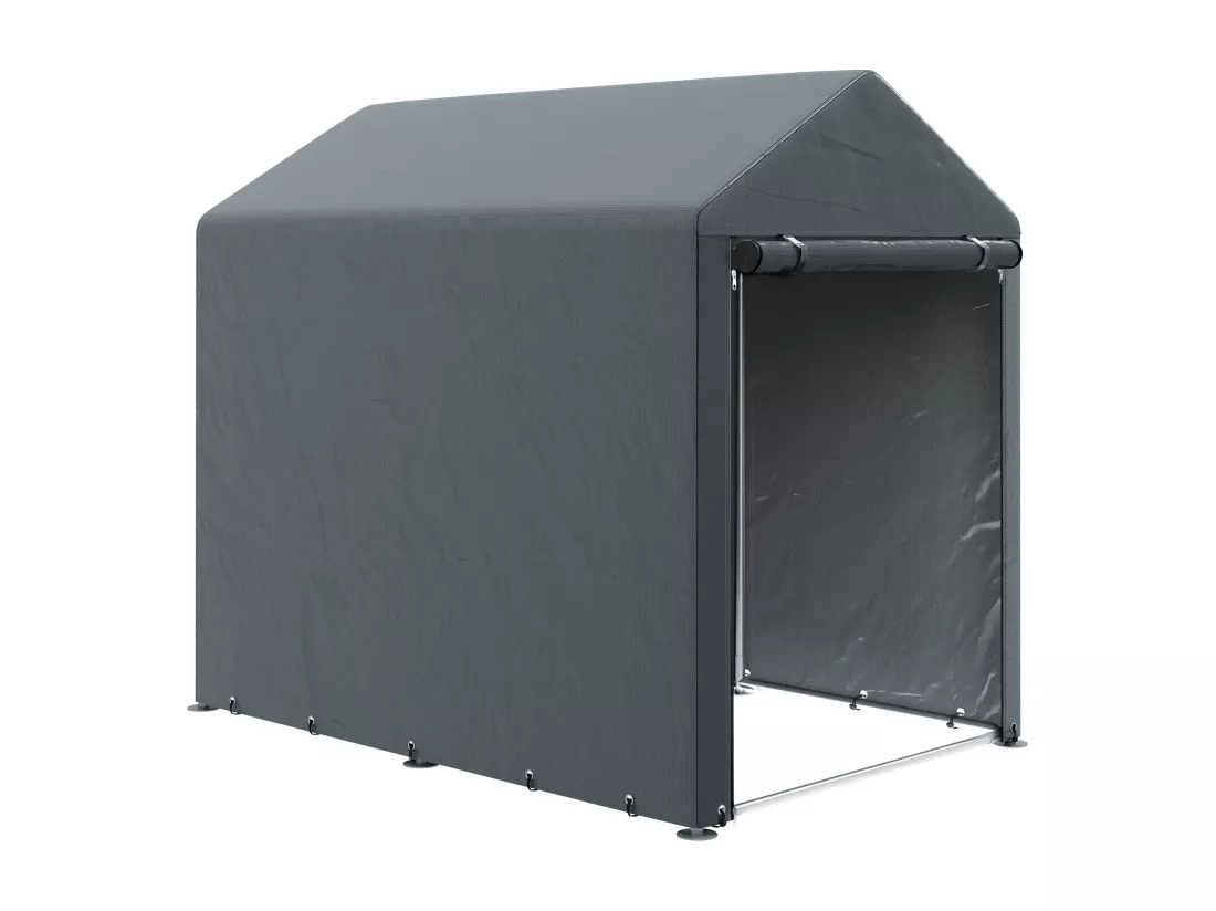 Abri de jardin tente de stockage portable abri de vélo garage pour extérieur avec cadre en métal galvanisé et grande porte, 1,2 x 1,8 m gris foncé