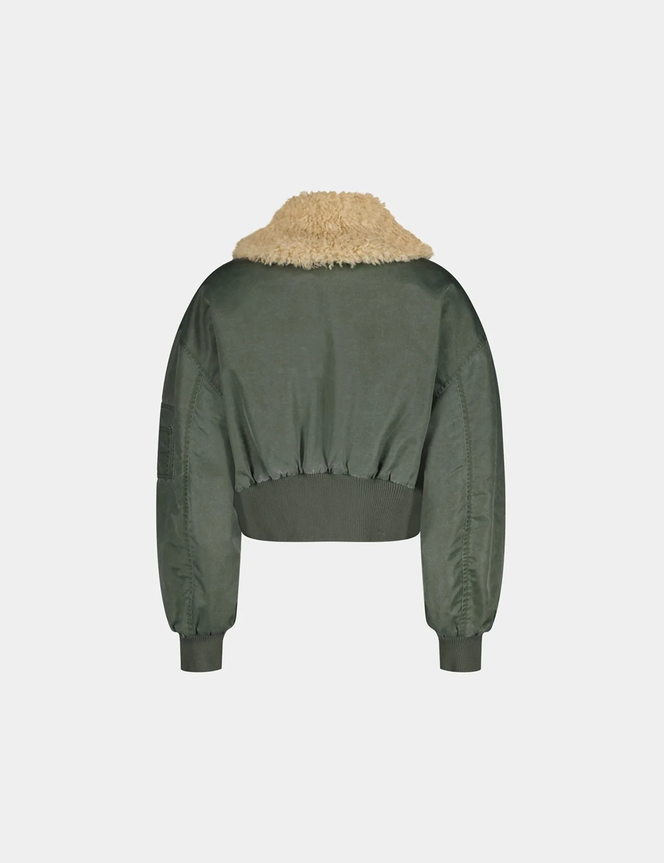 Veste avec col en fausse fourrure verte