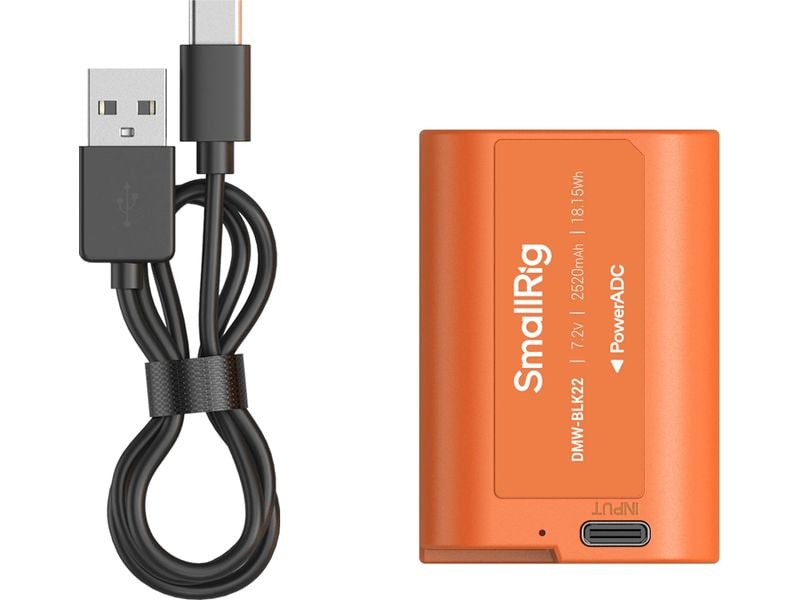 Smallrig Digitalkamera-Akku DMW-BLK22 USB-C Orange USB-C aufladbarer Kamera-Akku