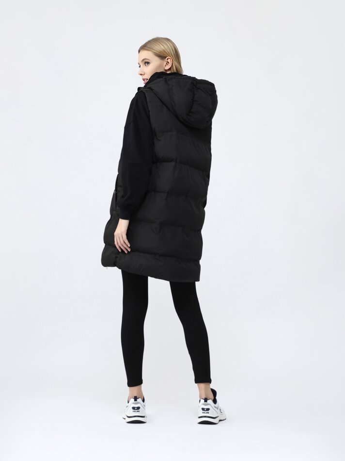 Colete longo acolchoado - Preto