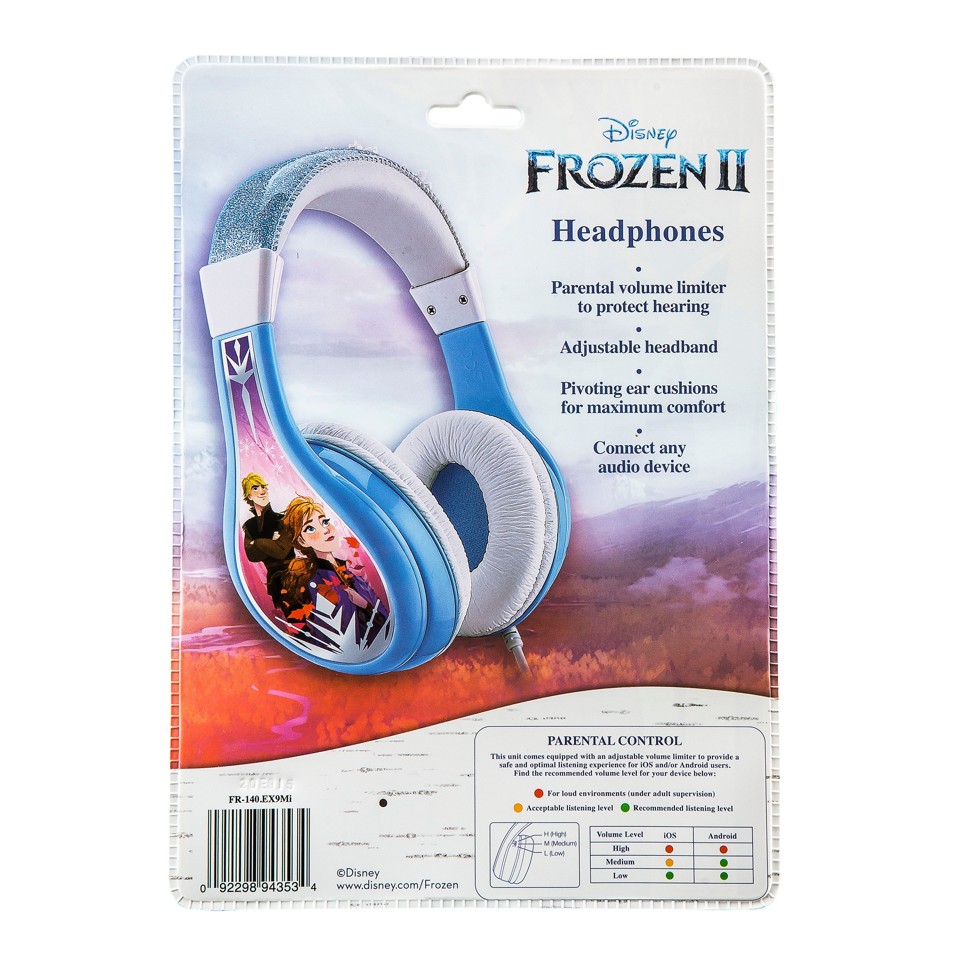 eKids - Disney Frozen II hovedtelefoner til børn med lydstyrkekontrol for at beskytte hørelsen