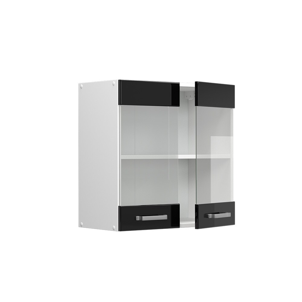 Vicco Glashängeschrank Küchenschrank R-Line Solid Weiß Schwarz 60 cm modern