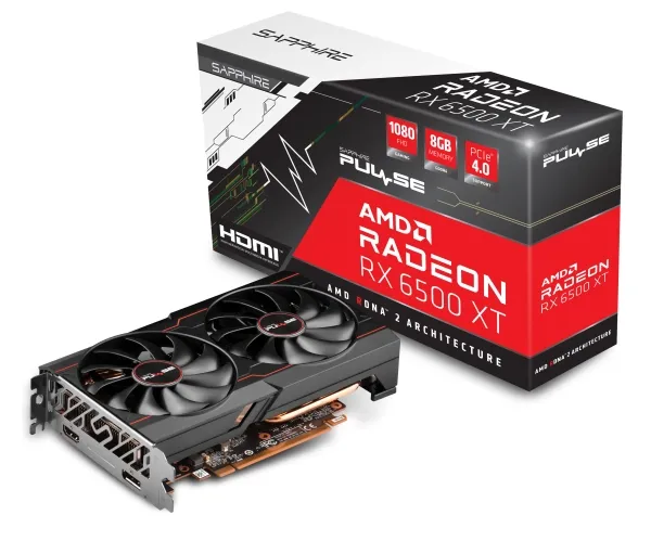 Sapphire Pulse Radeon RX 6500 XT OC - Grafikkort - Radeon RX 6500 XT - 8 GB GDDR6 - PCIe 4.0 x4 - HDMI, DisplayPort