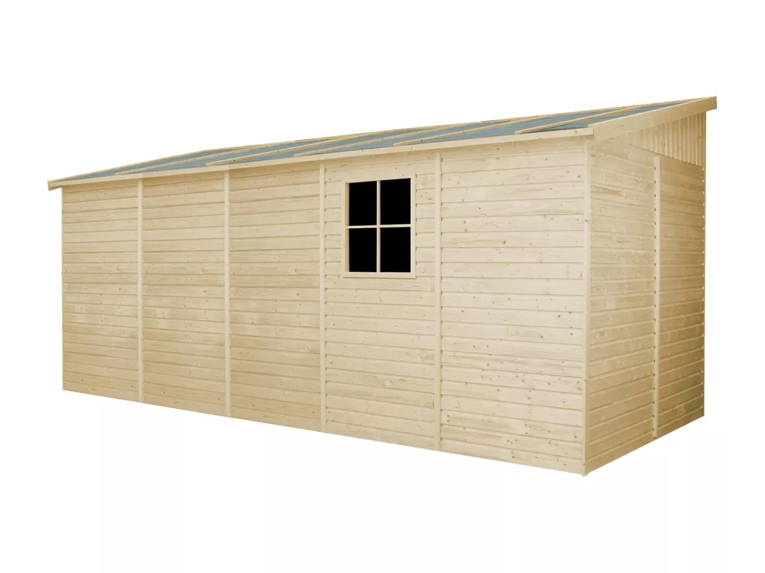 Abri de Jardin en Bois (avec paroi latérale) LES PLANCHERS IMPRÉGNÉ- 10 m2- TIMBELA M341A+M341G