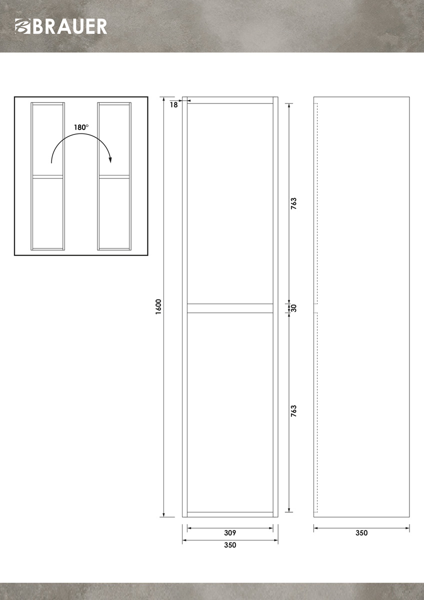 Brauer Adore kolomkast 160cm sunlit