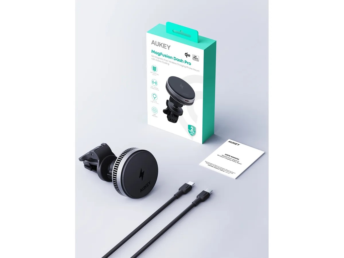 (15W) MagFusion MagSafe Auto KFZ Halterung für Lüftungsgitter Qi2 Wireless Fast Charging Ladestation (HD-MC13A) - Schwarz