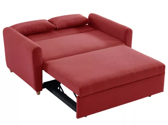 Canapé 2 places convertible en tissu rouge AYLA