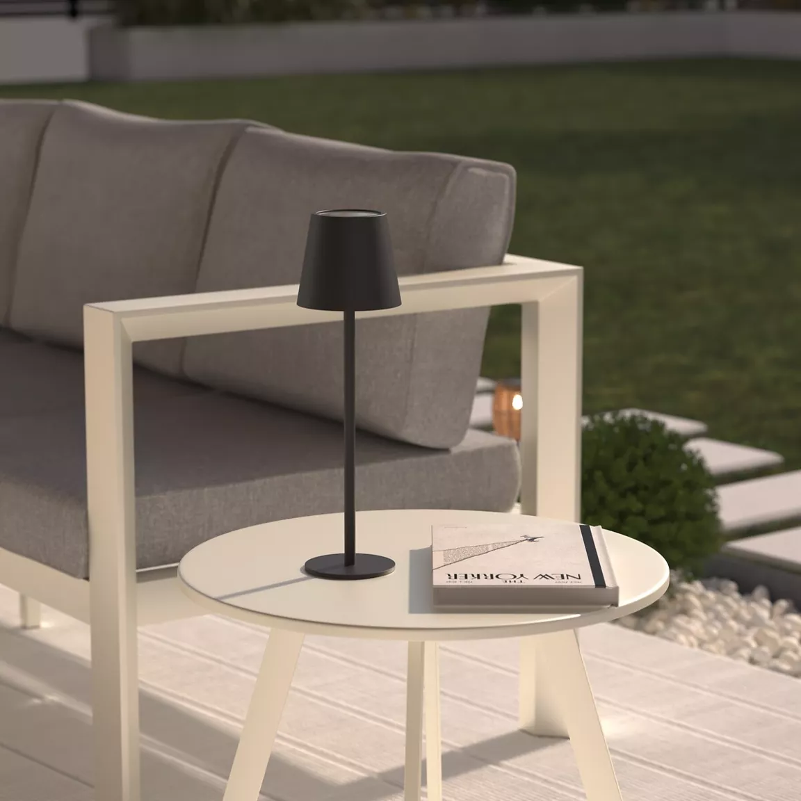 Lampe à poser extérieur LED métal (H37 cm) Cody Noir