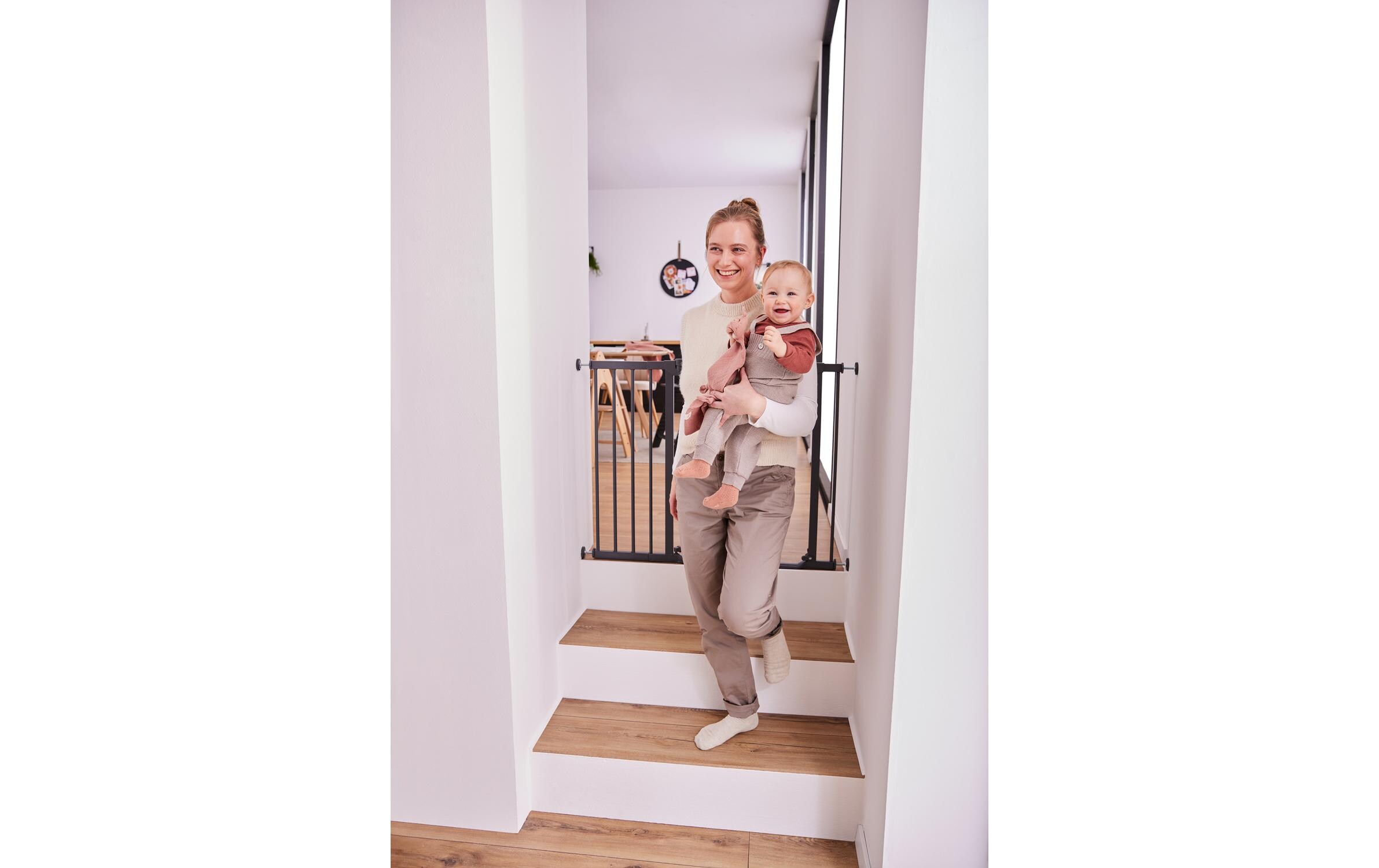 Türschutzgitter Clear Step Autoclose 2 Schwarz 75 cm - 80 cmBarrierefreies, automatisch schliessendes Tür- und Treppenschutzgitter-Set