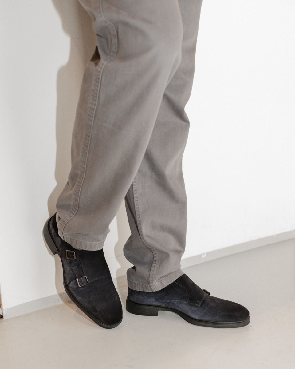 Santoni 18949 Donkerblauw Heren Gespschoenen