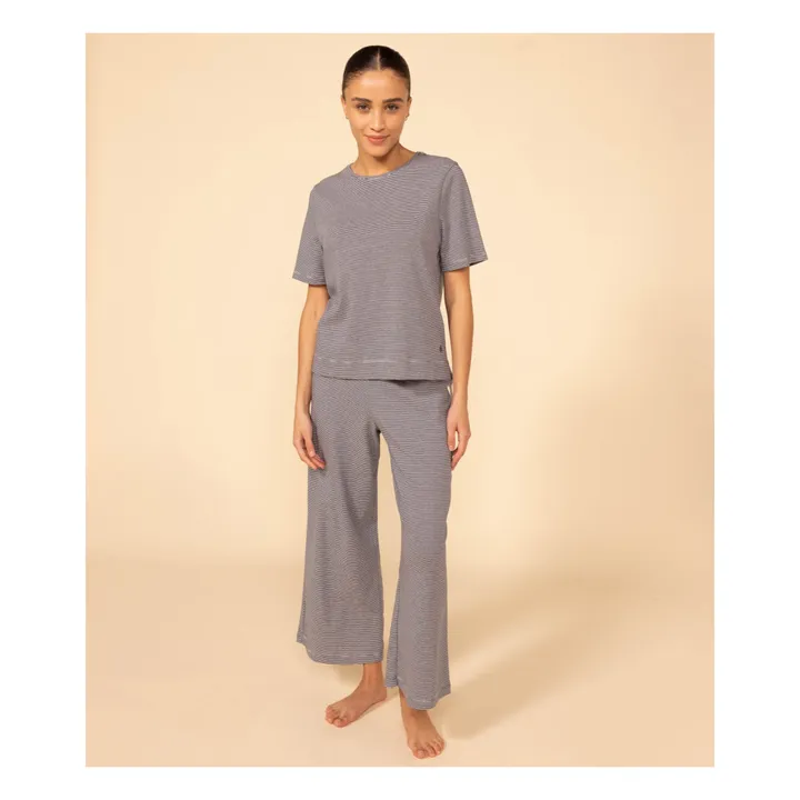 Petit Bateau Ensemble Pyjama Marence Rayé - Collection Femme | Bleu marine