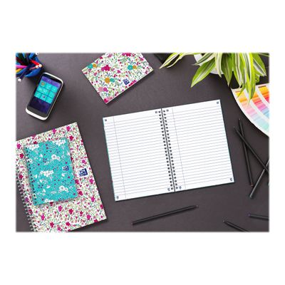 Oxford Floral - Carnet de notes à spirale - A5 - 120 pages - ligné