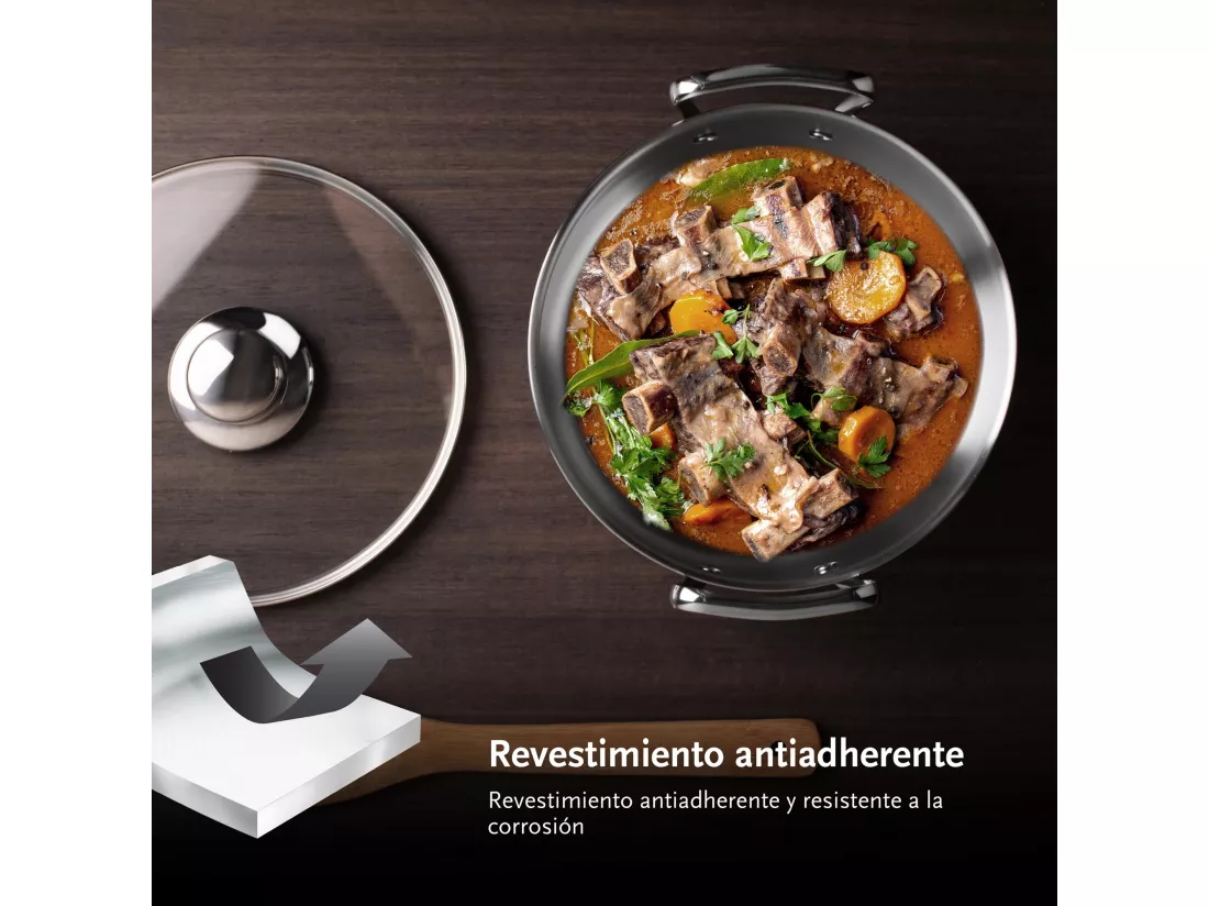 Set de 3 Casseroles en Inox avec Couvercles Ø20Ø24Ø28cm et 3 Ustensiles de Cuisine MasterPRO