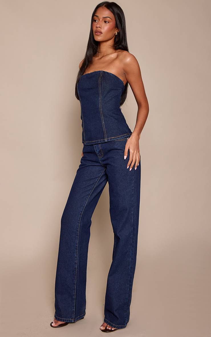 Bleu Indigo Haut Bandeau En Denim Tall