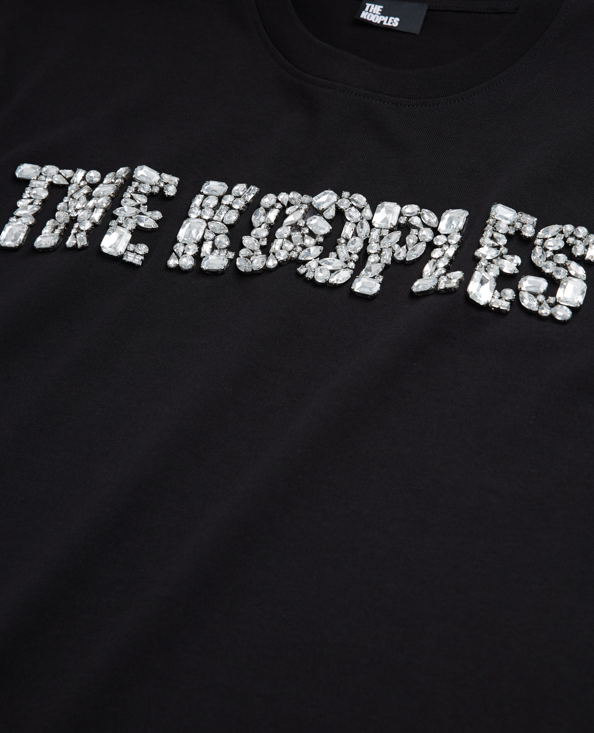 T-shirt à logo strass noir