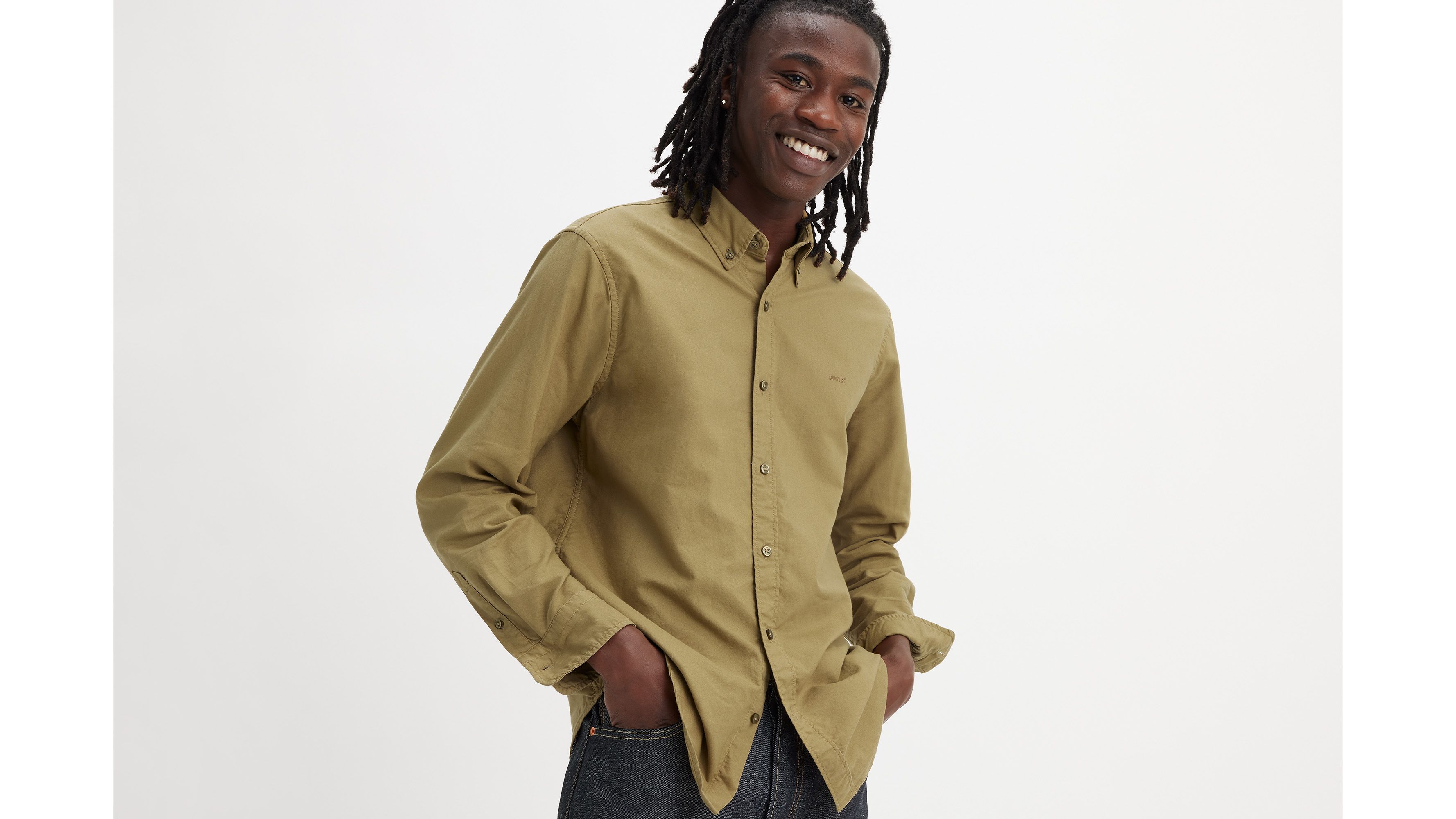 Chemise Authentic col boutonné - Milrok Khaki Garment Dye - Beige