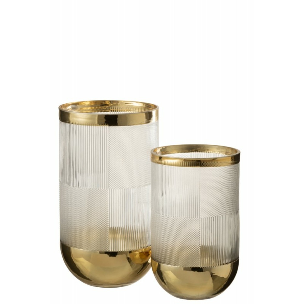 Vase cylindrique avec motif en verre à fond or 13x21cm