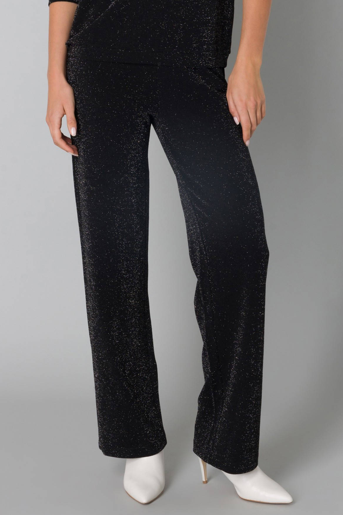 Yest straight fit broek zwart/zilver