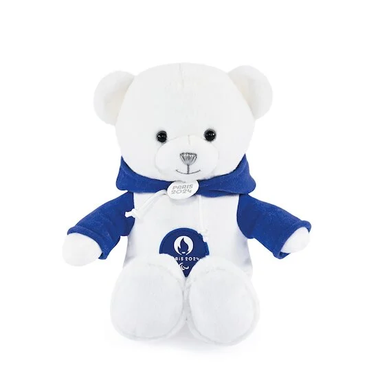 Jeux Olympiques 2024 Ours en peluche avec sweat   Blanc        de               Doudou et Compagnie