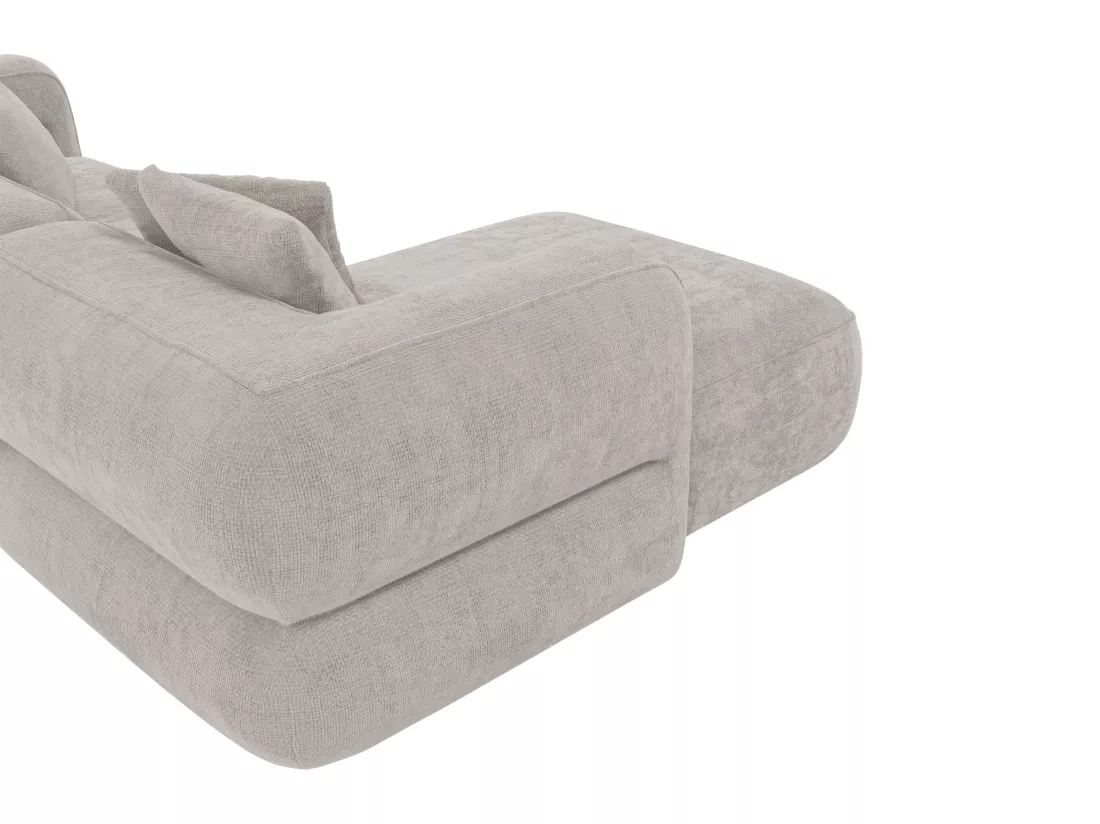 Canapé d'angle gauche en tissu texturé gris clair TREVALIS