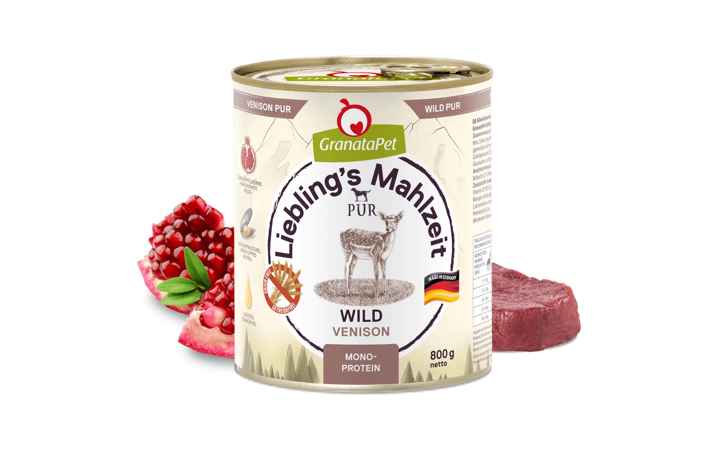 Nassfutter Liebling's Mahlzeit PUR Wild 800 gAlleinfuttermittel für ausgewachsene Hunde