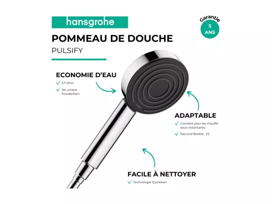 Pommeau de douche HANSGROHE Pulsify 105 EcoSmart+ chromé