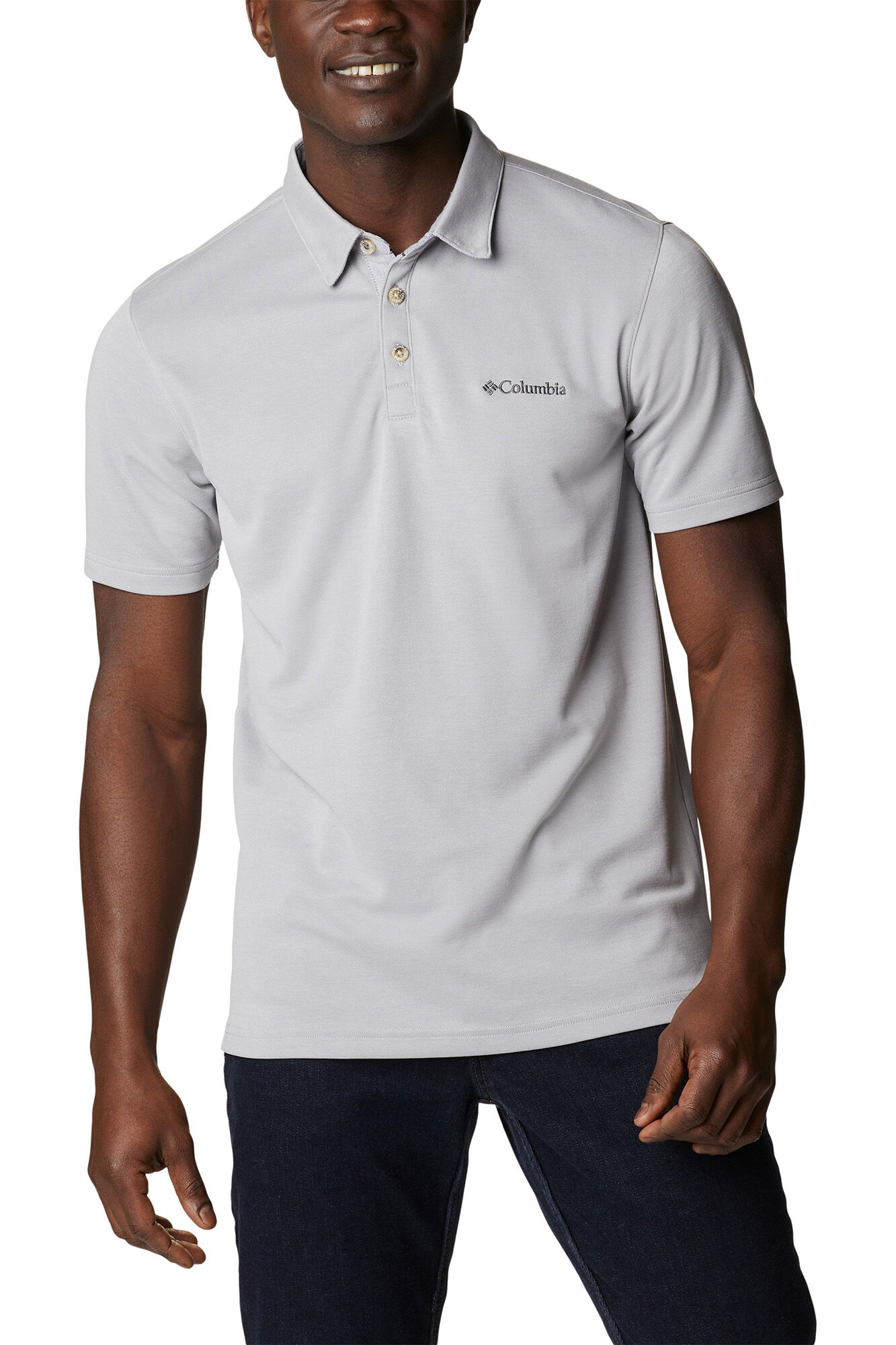Camisa polo masculina Columbia Nelson Point™ - Cinza Médio