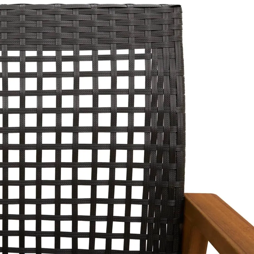 vidaXL - Tuinbank - Zwart - Poly rattan en acaciahout - 112 cm