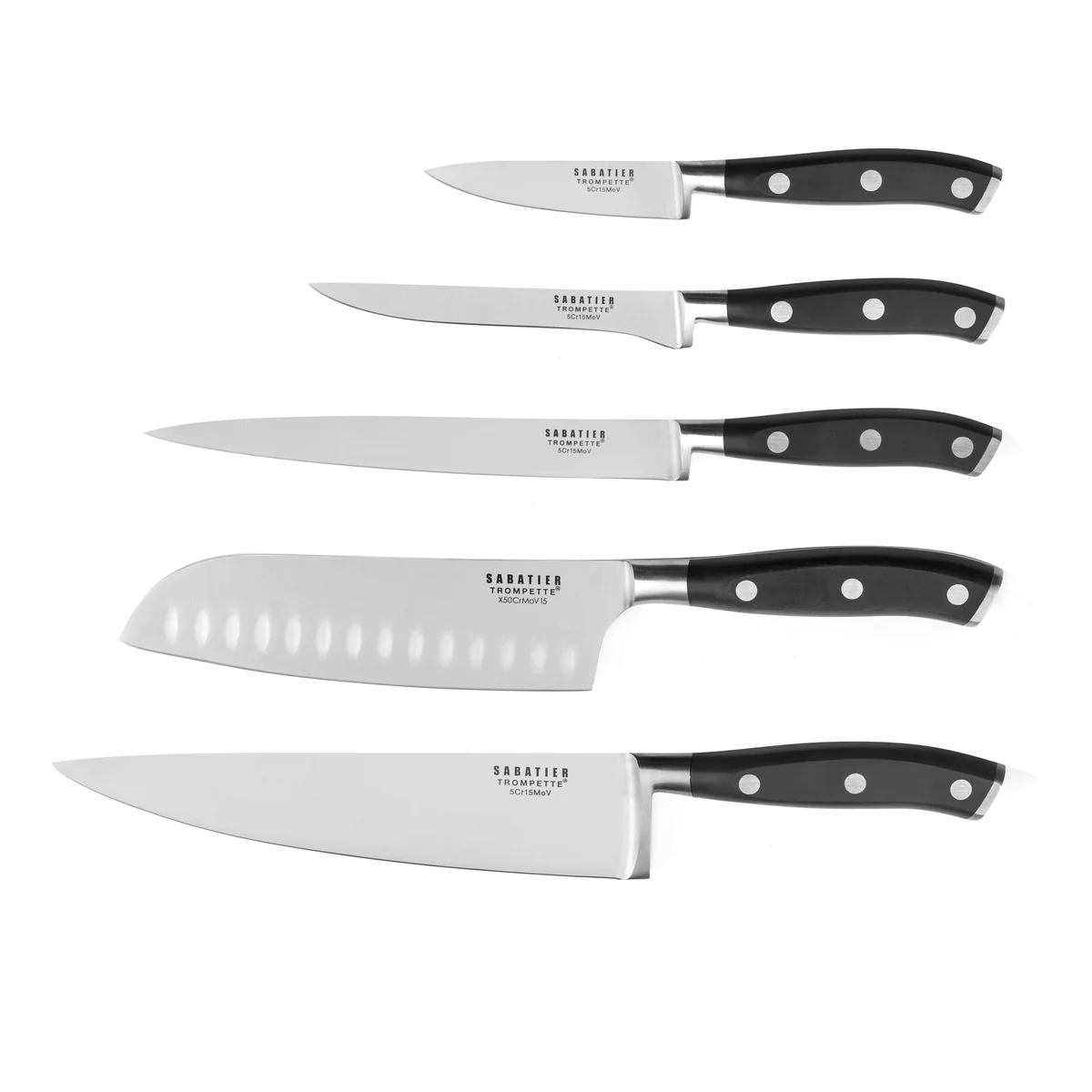 Vulcano - Trousse 5 couteaux de cuisine Sabatier Trompette