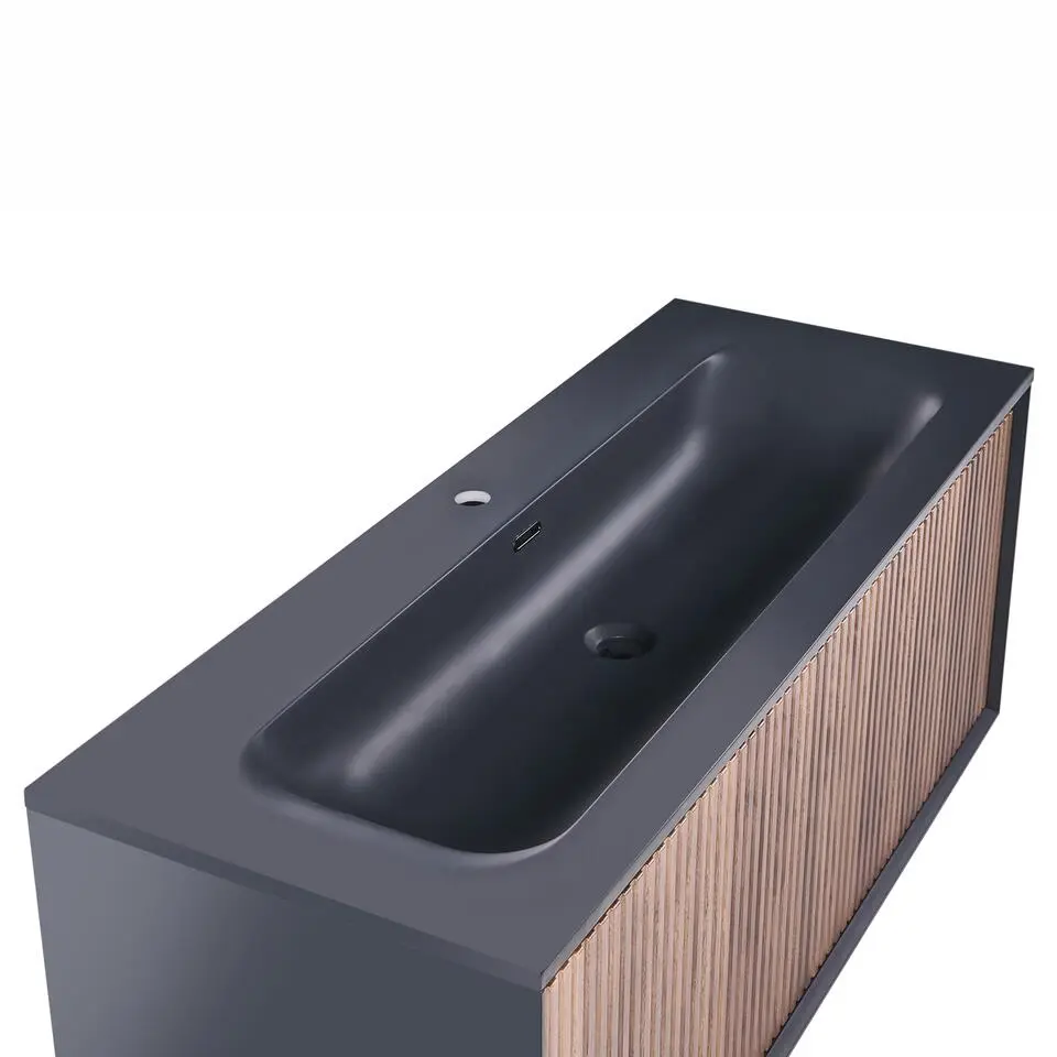 TITICACA - Wandgemonteerd meubel met wasbak - Donkerbruin - MDF